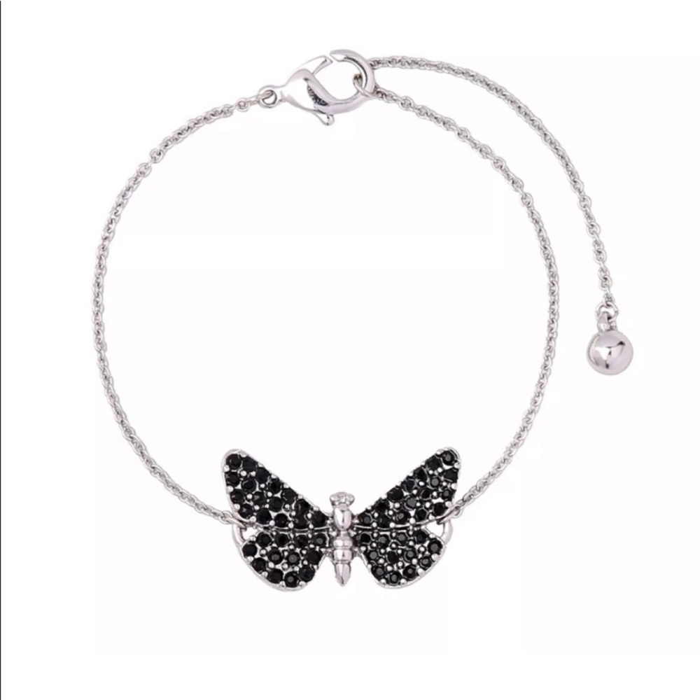 Stunning Silver Black Butterfly Bracelet